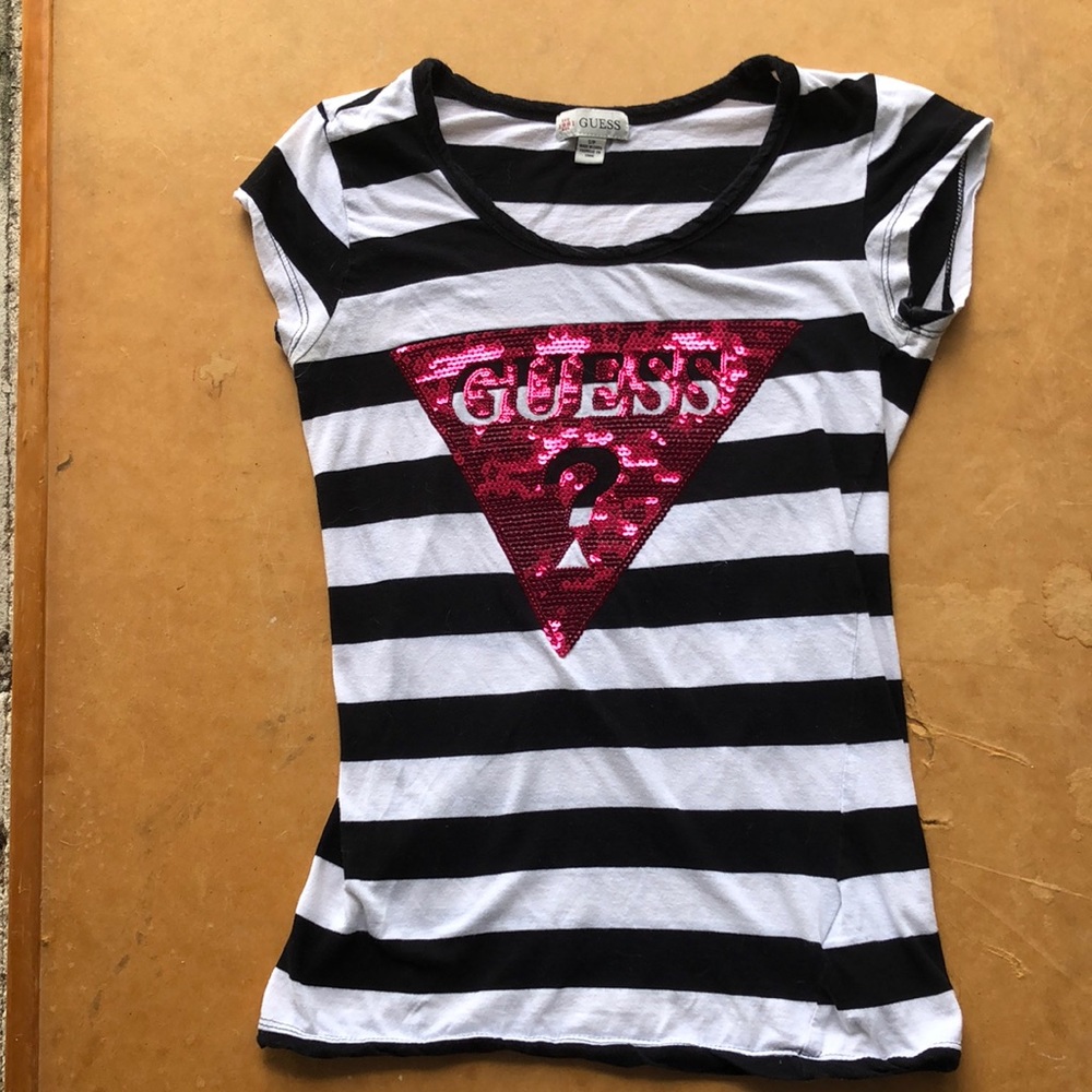 Guess Women’s Short Sleeve (cap sleeve) Striped Tshirt